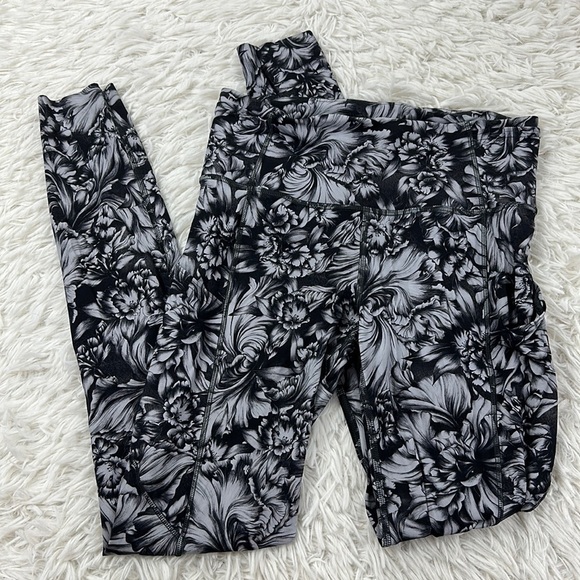 Lululemon Fast & Free Full Length Tight *Nulux 28" Night Garden Ice Grey Black - Picture 1 of 5